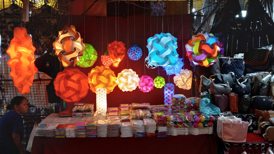 Lampshade seller at Patpong Night Market, Silom, Bangkok, Thailand