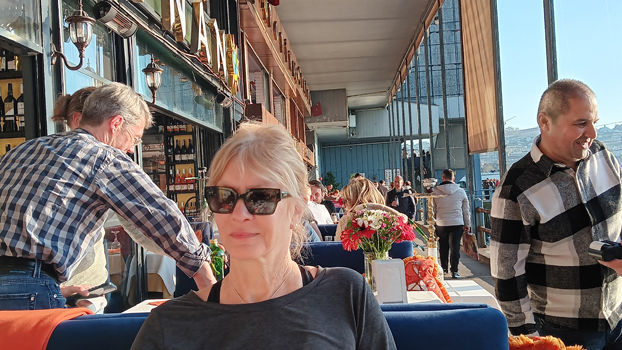 Nancy at Vezenan, under the Galata Bridge (owner on right)