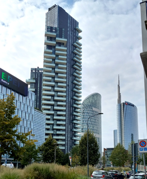 UBS corkscrew tower at Porta Nuova, Milan, Italy. Photo by David Wineberg
