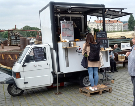 Mobile coffee stand, Naplavka market, Prague, Praha