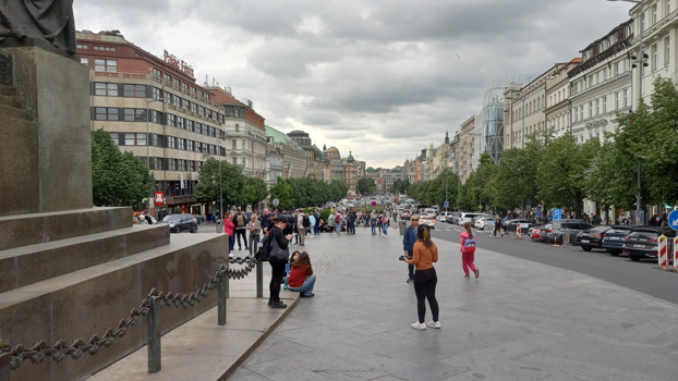 Wenceslas Square, facing northwest, Prague, Czech Republic